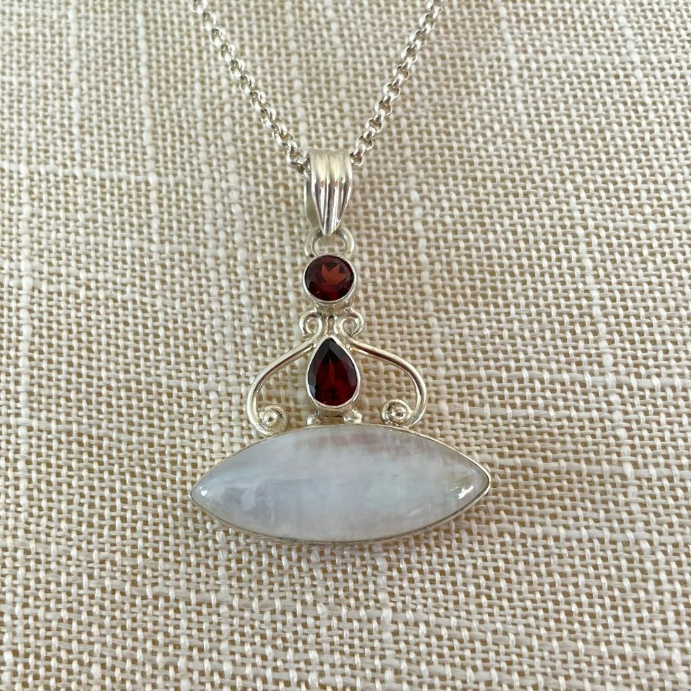 Gorgeous 1" Yoga Pendant - Moonstone & Ruby